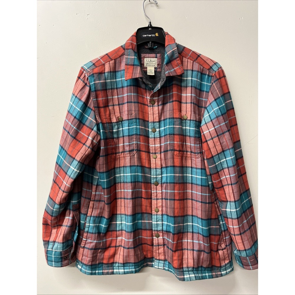 L.L.Bean Men's fleece-lined flannel shirt jacket Colorful Large